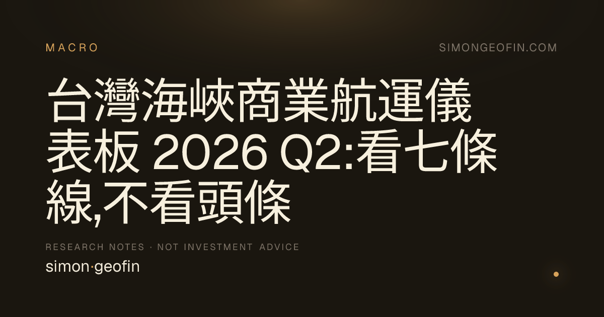 台灣海峽商業航運儀表板 2026 Q2:看七條線,不看頭條