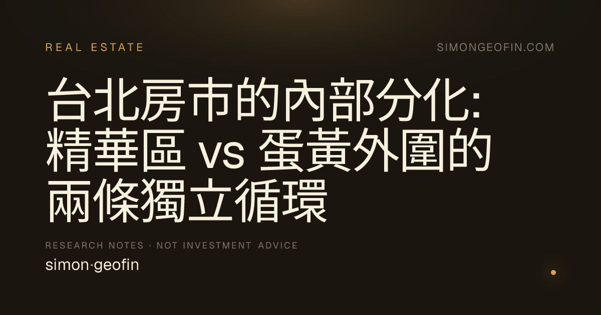 台北房市的內部分化:精華區 vs 蛋黃外圍的兩條獨立循環