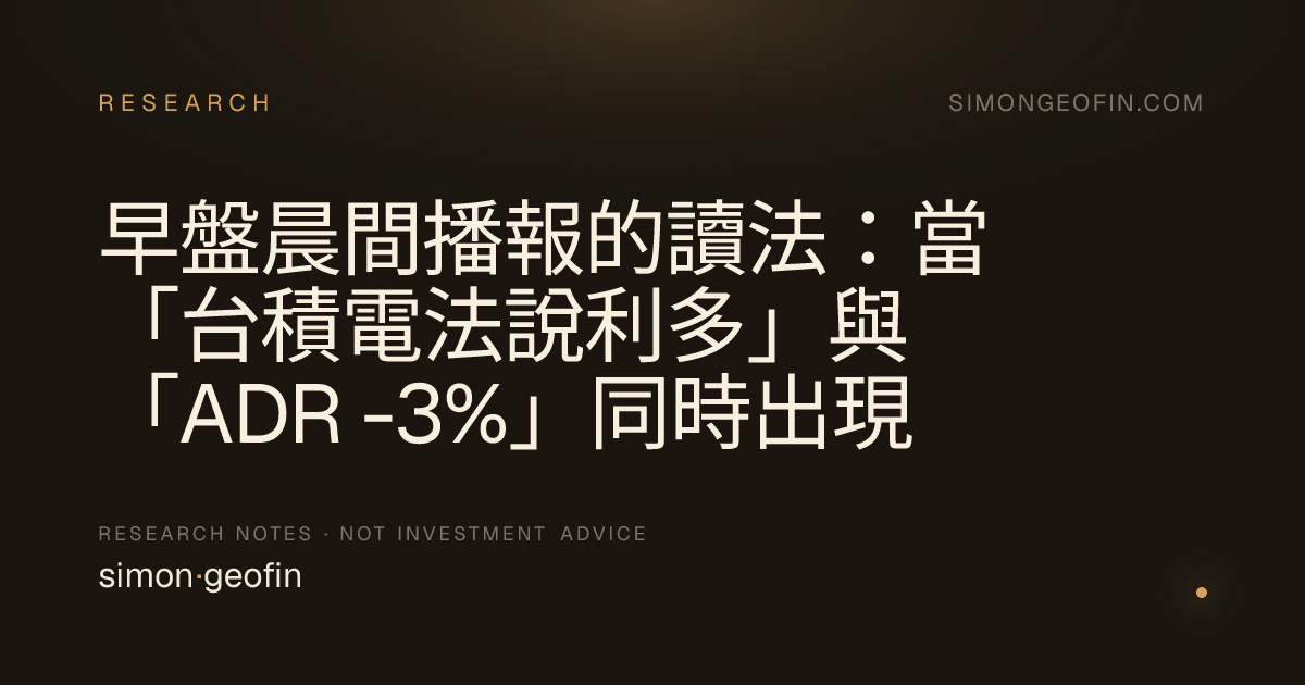 早盤晨間播報的讀法：當「台積電法說利多」與「ADR -3%」同時出現
